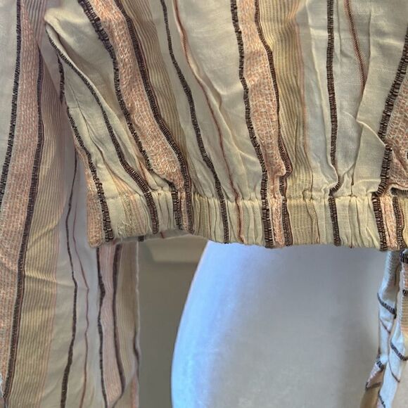 L Space Womens Small Play It Cool Top Beige Coral Stripe Wrap Cruise Wear NWT - Picture 5 of 5